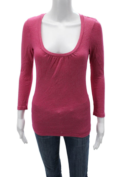 Michael Stars Womens Basic Pink T-Shirt 3/4 Sleeve Size One Size