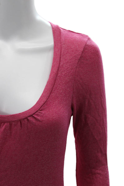 Michael Stars Womens Basic Pink T-Shirt 3/4 Sleeve Size One Size
