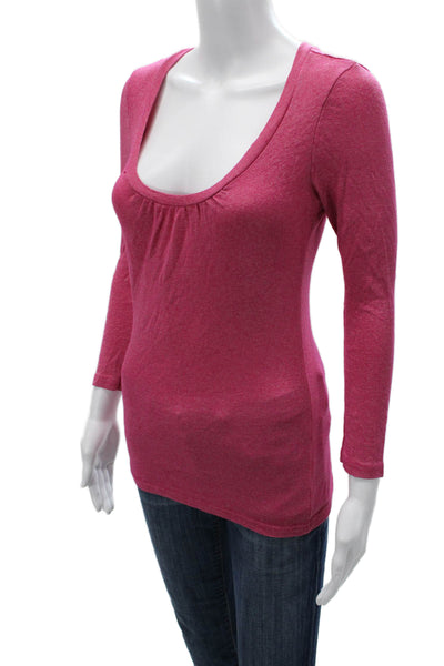 Michael Stars Womens Basic Pink T-Shirt 3/4 Sleeve Size One Size