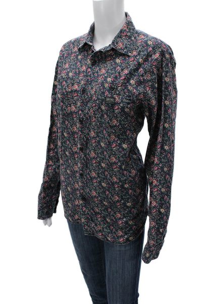 Denim & Supply Ralph Lauren Men Floral Collared Button Up Dark Blue Size M