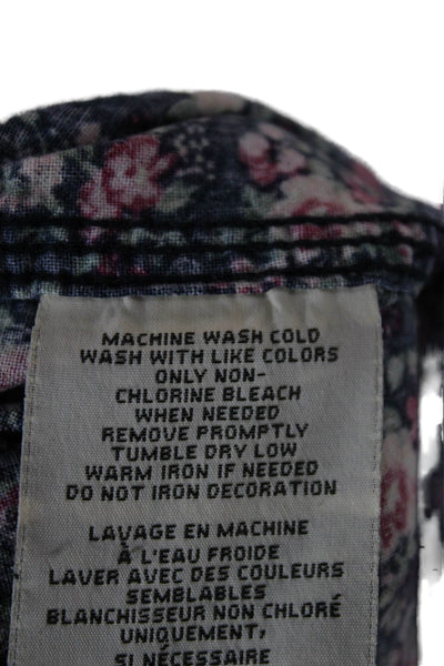 Denim & Supply Ralph Lauren Men Floral Collared Button Up Dark Blue Size M