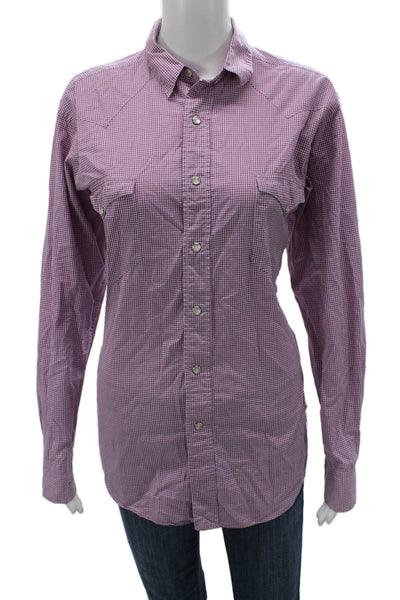 Polo Ralph Lauren Men Purple Check Cotton Button Up Long Sleeve Size M