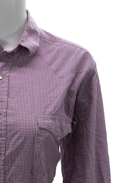 Polo Ralph Lauren Men Purple Check Cotton Button Up Long Sleeve Size M