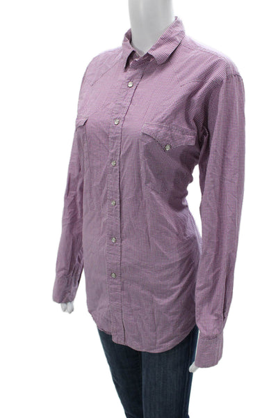 Polo Ralph Lauren Men Purple Check Cotton Button Up Long Sleeve Size M