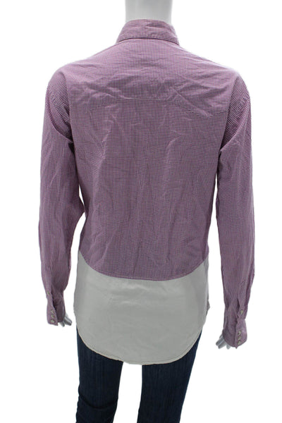 Polo Ralph Lauren Men Purple Check Cotton Button Up Long Sleeve Size M