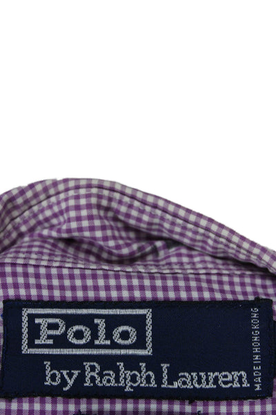 Polo Ralph Lauren Men Purple Check Cotton Button Up Long Sleeve Size M