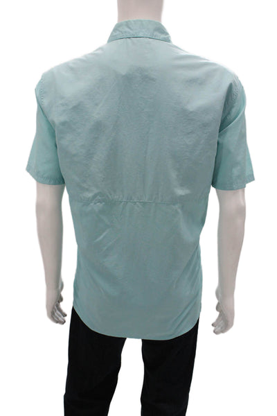Wrangler Mens Collared Short Sleeve Casual Button-Down Shirt Light Blue Size XL