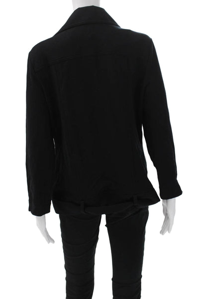 Neiman Marcus Women Motorcycle Jacket Black Collared Long Sleeve Buckle Size L