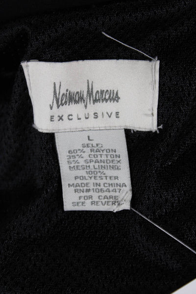 Neiman Marcus Women Motorcycle Jacket Black Collared Long Sleeve Buckle Size L