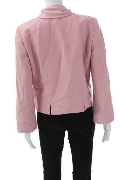 Blue Les Copains Women Pink Wool Buckle Collared Long Sleeve Jacket Size 46