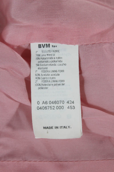 Blue Les Copains Women Pink Wool Buckle Collared Long Sleeve Jacket Size 46