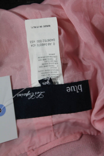 Blue Les Copains Women Pink Wool Buckle Collared Long Sleeve Jacket Size 46