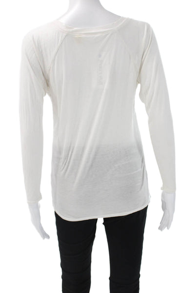 Theory Women Basic Long Sleeve T-Shirt White Round Neck Angora Blend Size XS