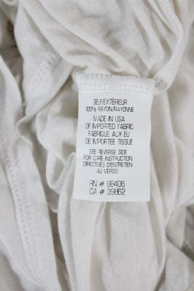 Theory Women Basic Long Sleeve T-Shirt White Round Neck Angora Blend Size XS