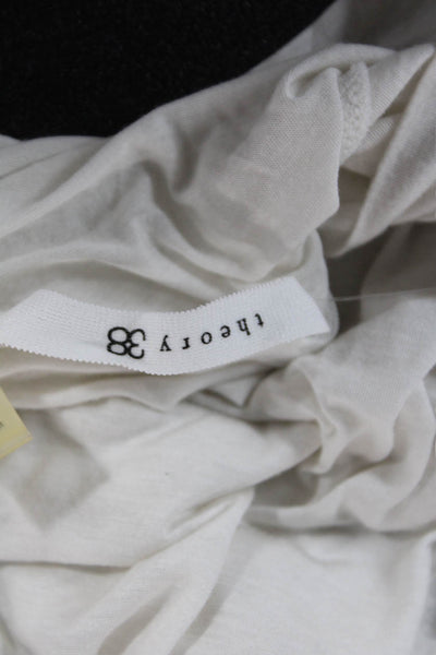 Theory Women Basic Long Sleeve T-Shirt White Round Neck Angora Blend Size XS