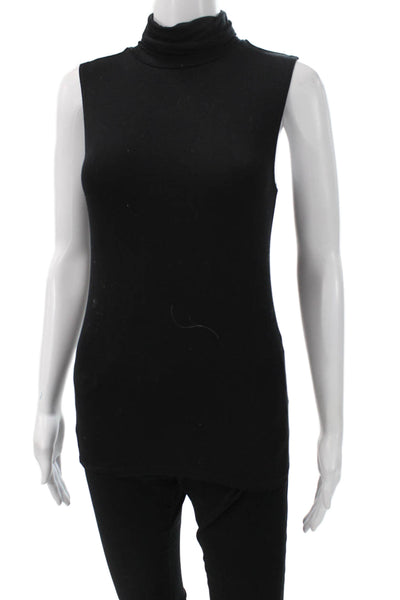 L'Agence Women Basic Sleeveless Mock Neck Black Tank Size XS