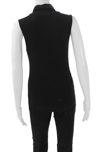 L'Agence Women Basic Sleeveless Mock Neck Black Tank Size XS