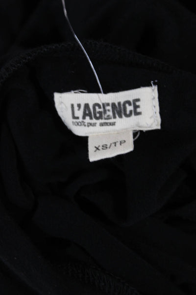 L'Agence Women Basic Sleeveless Mock Neck Black Tank Size XS