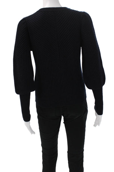 Joie Unisex Dark Blue Geometric Crew Neck Pullover Sweater 70% Wool Size XS