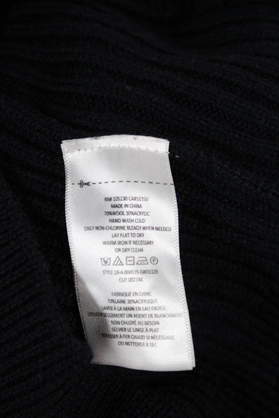 Joie Unisex Dark Blue Geometric Crew Neck Pullover Sweater 70% Wool Size XS