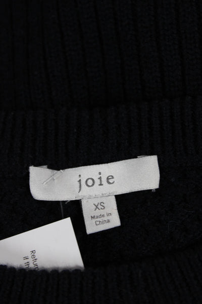 Joie Unisex Dark Blue Geometric Crew Neck Pullover Sweater 70% Wool Size XS