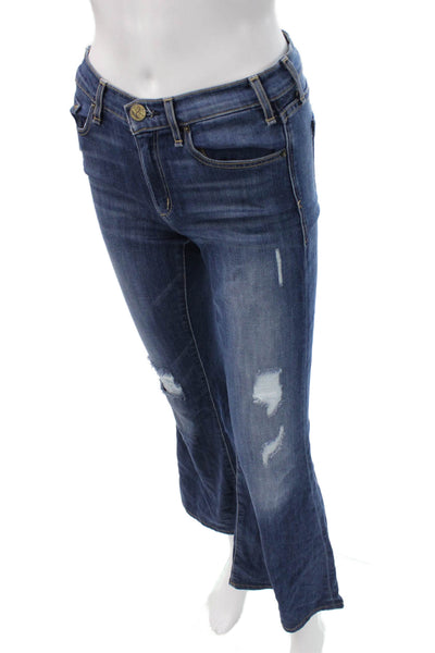 McGuire Womens Bootcut Flared Jeans Dark Blue Denim Mid Rise 27 Inseam Size 25