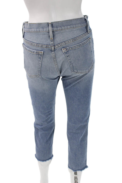 Frame Womens Cropped Skinny Mid Rise Denim Jeans Light Blue Size 25
