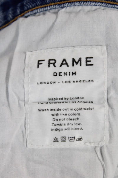 Frame Womens Cropped Skinny Mid Rise Denim Jeans Light Blue Size 25