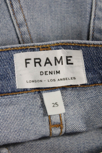 Frame Womens Cropped Skinny Mid Rise Denim Jeans Light Blue Size 25