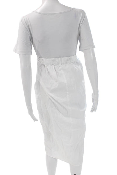 Velvet Women T-Shirt Dress White Cotton Midi Drawstring Short Sleeve Size XS