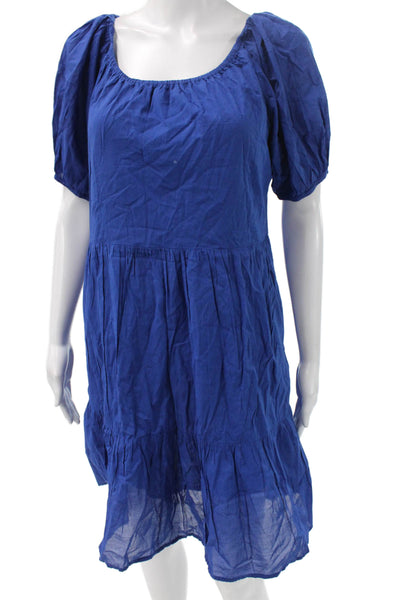 Velvet Womens Shift Sundress Blue Cotton Square Neck Short Sleeve Size XS