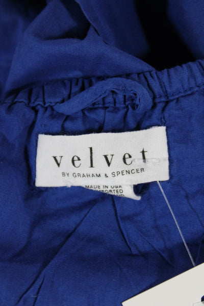 Velvet Womens Shift Sundress Blue Cotton Square Neck Short Sleeve Size XS