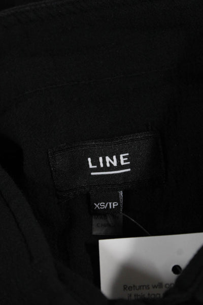 Line Womens Black Cotton Collared Short Sleeve Basic Button-Up Size XS
