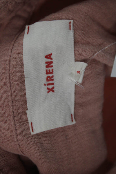 Xirena Women Basic Collared Button-Up Cotton Long Sleeve Pink Size S