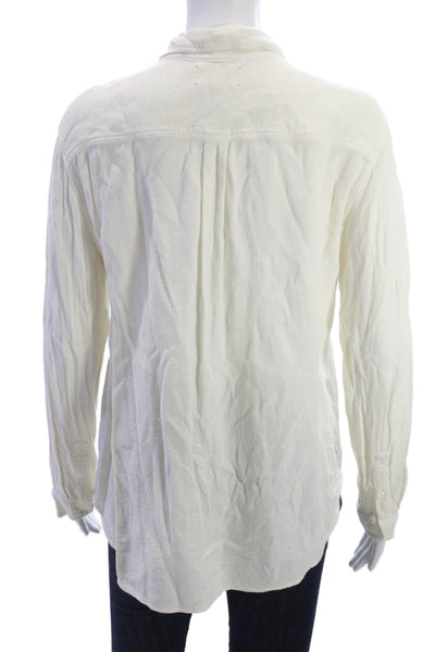 Xirena Womens White Collared Button Up Long Sleeve Top Size S