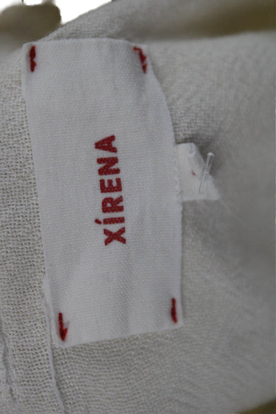Xirena Womens White Collared Button Up Long Sleeve Top Size S