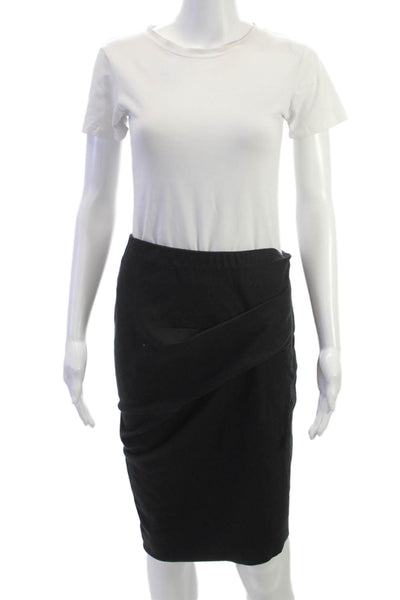 Halston Heritage Women Pencil Wrap Wool Black Short Skirt Size 4