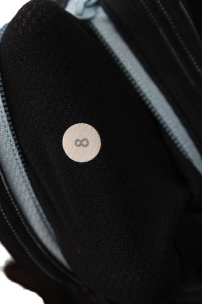Lululemon Womens Black Striped Ankle Nylon Leggings Zip Size 8