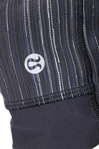 Lululemon Womens Black Striped Ankle Nylon Leggings Zip Size 8