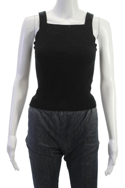 Pistola Women Basic Black Square Neck Tank Petites Size XS
