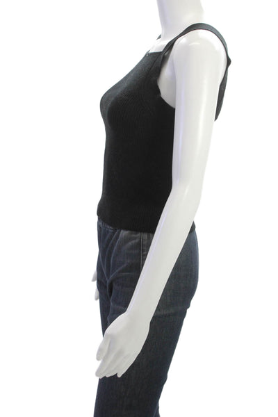 Pistola Women Basic Black Square Neck Tank Petites Size XS