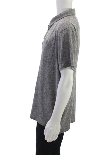 Roots Mens Cotton Short Sleeve Collared Button-Up Polo Shirt Gray Size 2XL