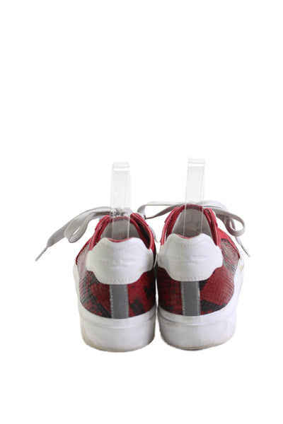 Rag & Bone Womens Suede Snakeskin Print Sneakers Red Black Size 38.5 8.5