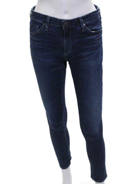 AG Adriano Goldschmied Womens Ankle Skinny Jeans Dark Blue Size 27