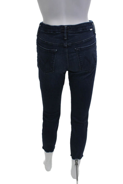 Mother Womens Dark Blue Cropped Ankle Skinny Jeans High Rise Size 26