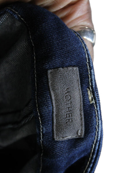 Mother Womens Dark Blue Cropped Ankle Skinny Jeans High Rise Size 26
