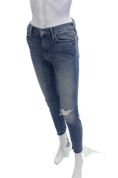 Mother Womens Skinny Ankle Jeans Blue High Rise Size 27