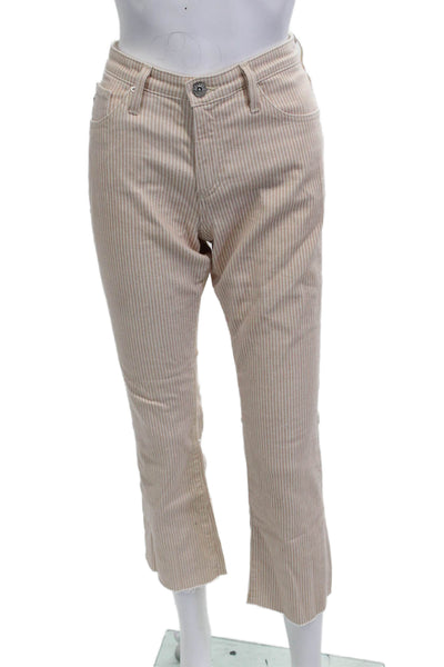AG Adriano Goldschmied Womens Cropped Ankle Striped Beige Pants Size 27