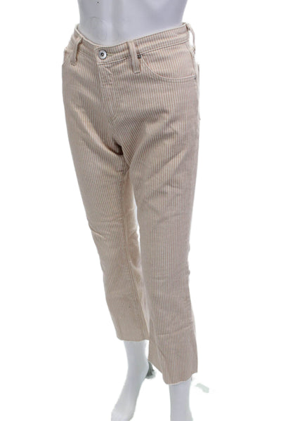 AG Adriano Goldschmied Womens Cropped Ankle Striped Beige Pants Size 27