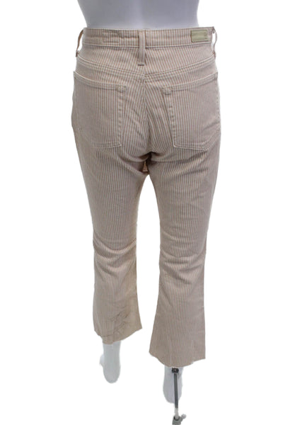 AG Adriano Goldschmied Womens Cropped Ankle Striped Beige Pants Size 27